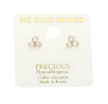 Triple Cz Cluster Mini Studs