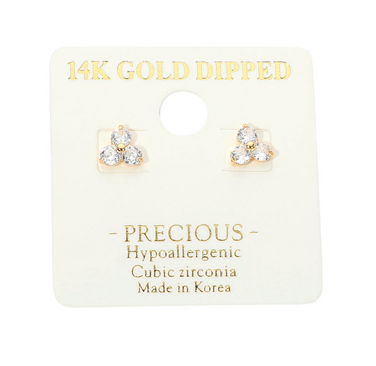 Triple Cz Cluster Mini Studs