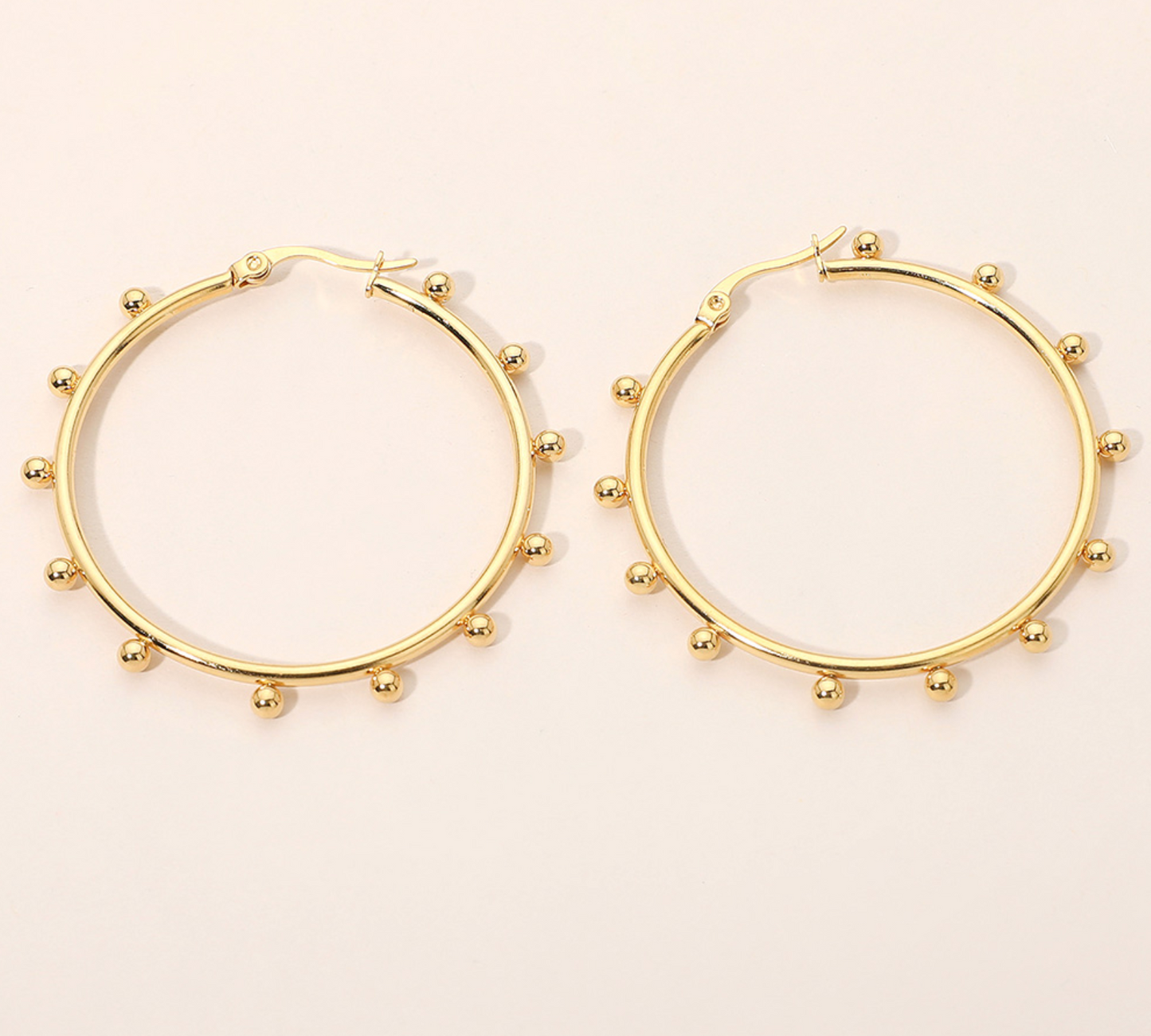 Beaded Pin Catch Hoop Earrings