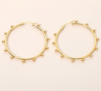 Beaded Pin Catch Hoop Earrings