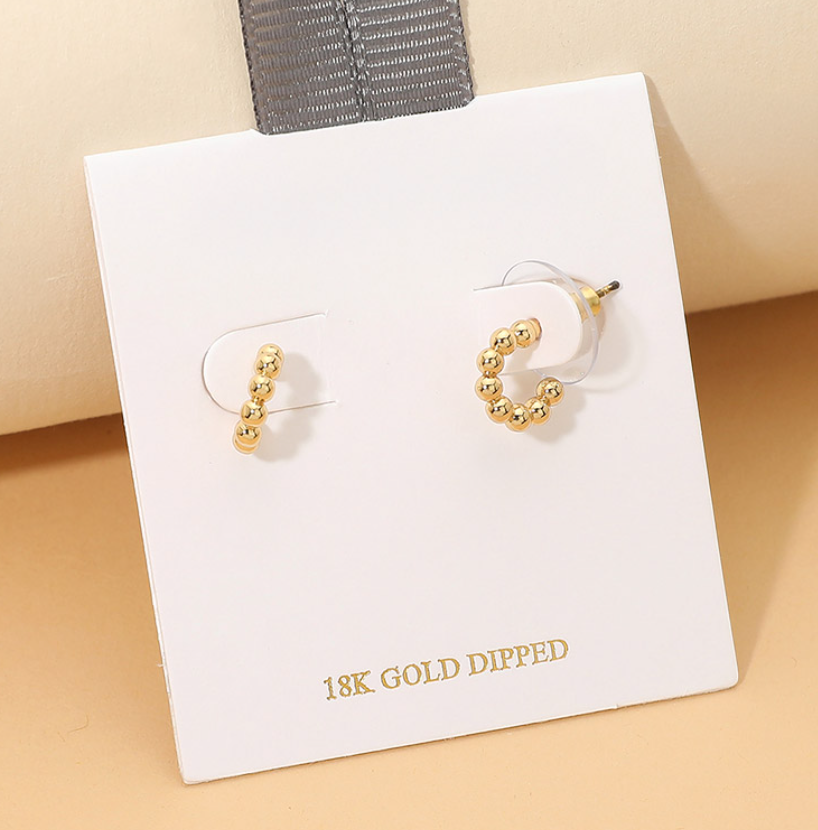 18k Dipped Beaded Mini Hoops