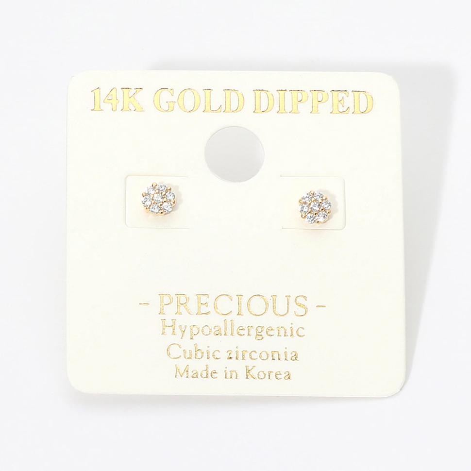 14k Dipped Mini Cz Cluster Studs