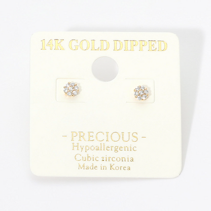 14k Dipped Mini Cz Cluster Studs
