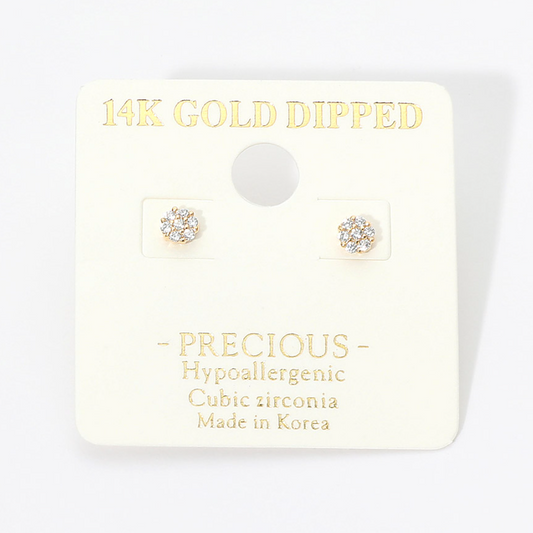 14k Dipped Mini Cz Cluster Studs