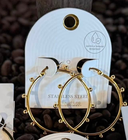 Beaded Pin Catch Hoop Earrings