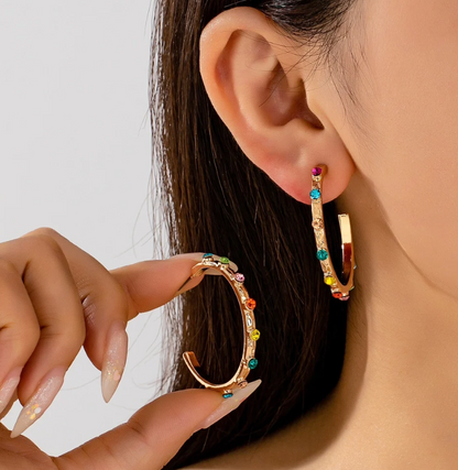 Colorful Gemstone Hoops
