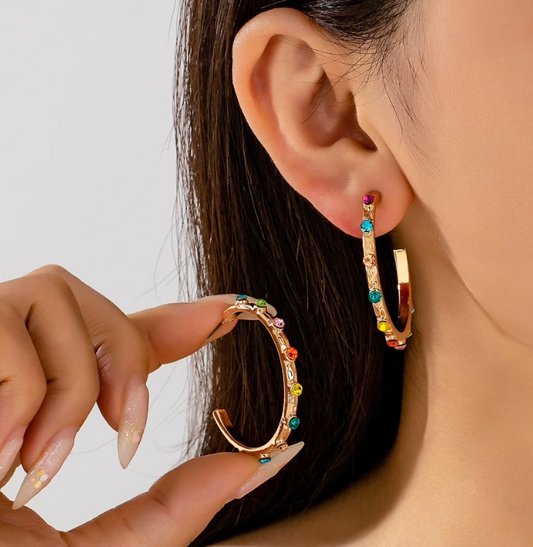 Colorful Gemstone Hoops
