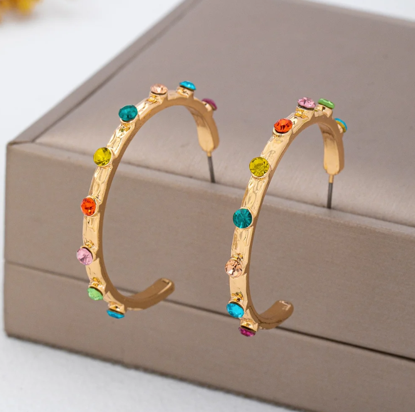 Colorful Gemstone Hoops