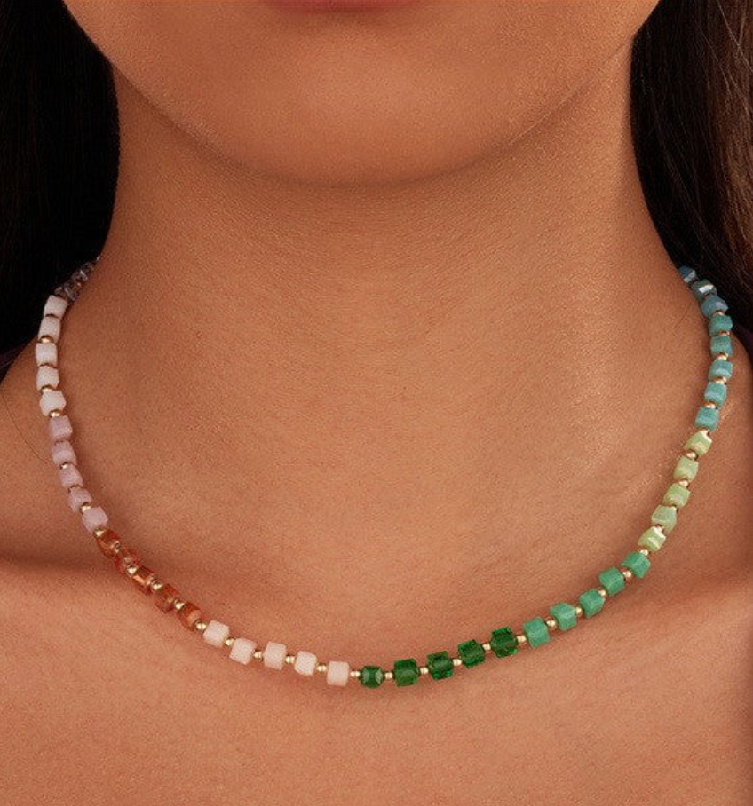 Colorful Square Bead Necklace