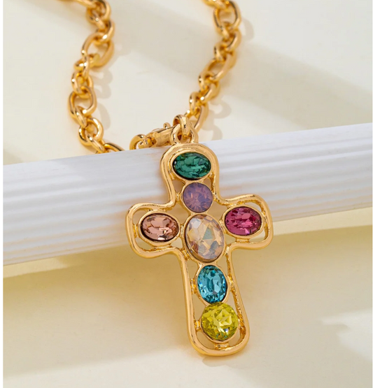 Multi Colored Cross Necklace