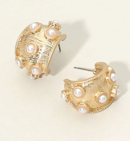 Stone Embellished Texture Hoops
