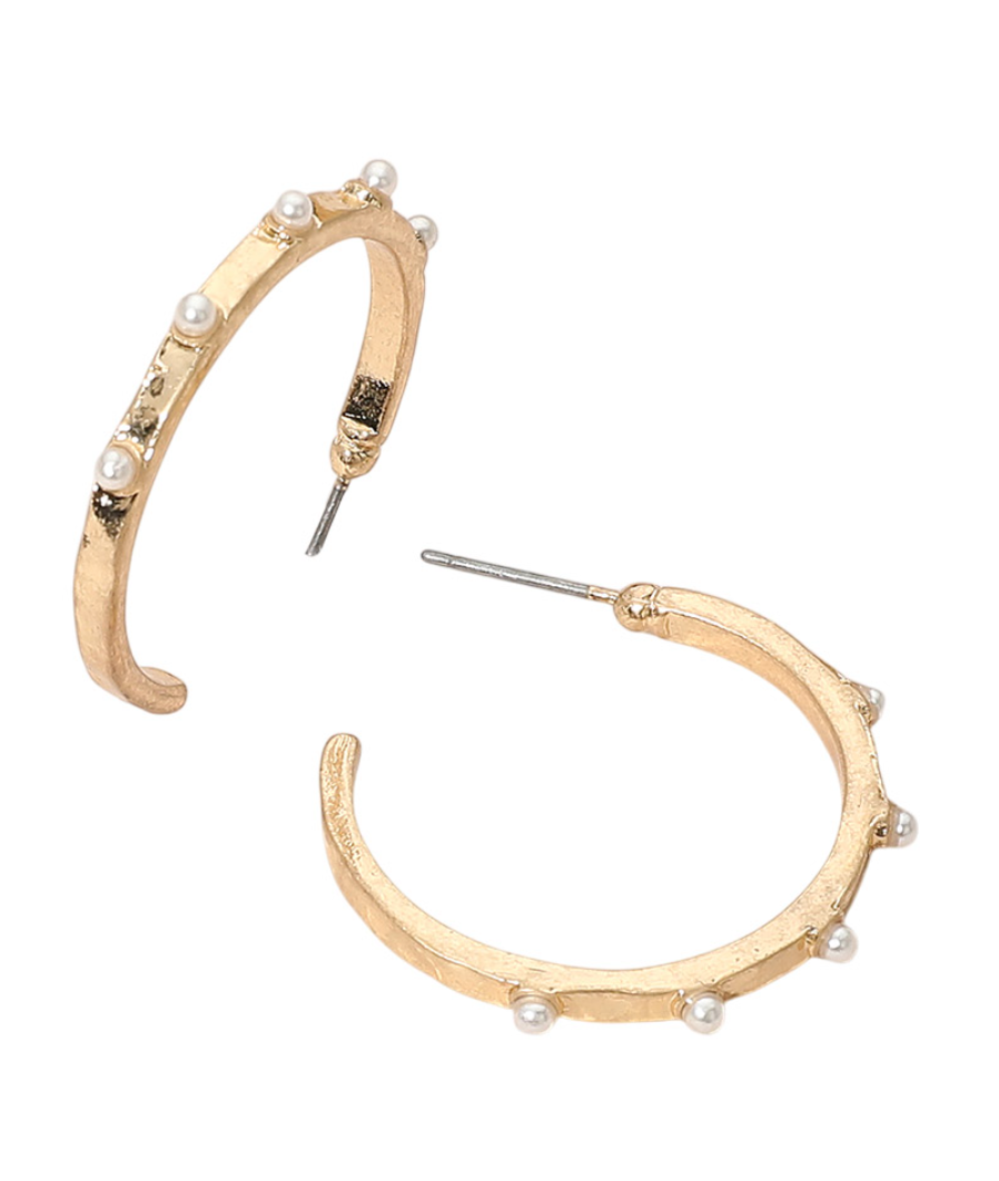 Skinny Pearl Accent Hoops