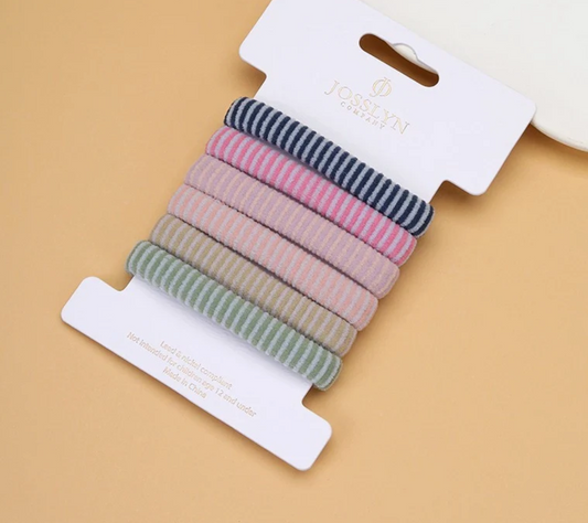 6pc Striped Hair Ties