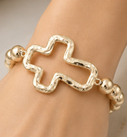 Cross Charm Stretch Bracelet