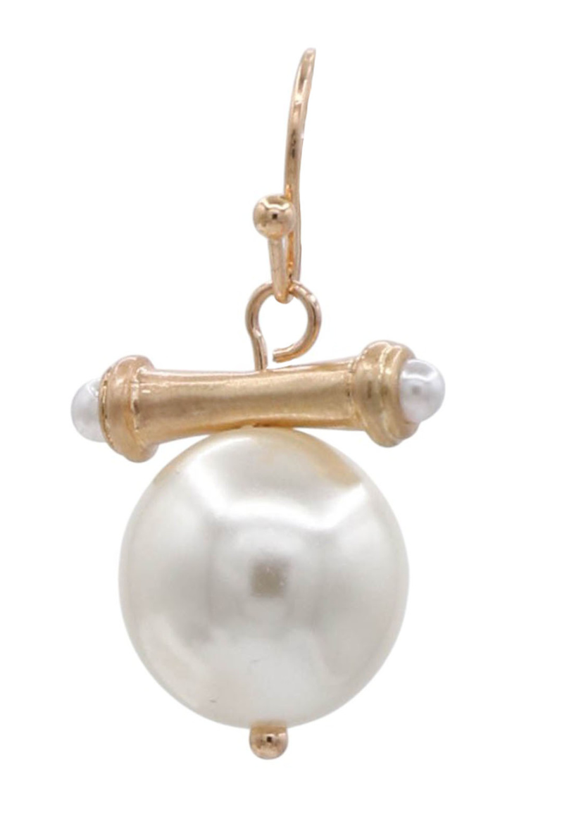Pearl Bamboo Drop Earrings