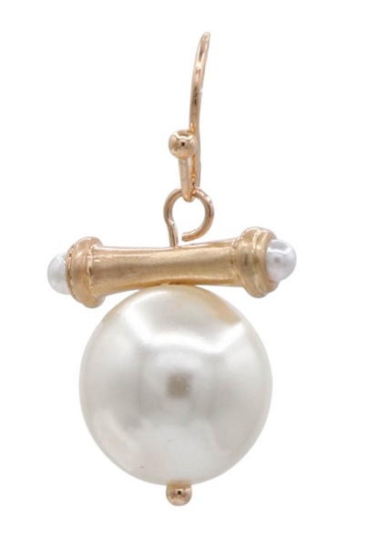 Pearl Bamboo Drop Earrings