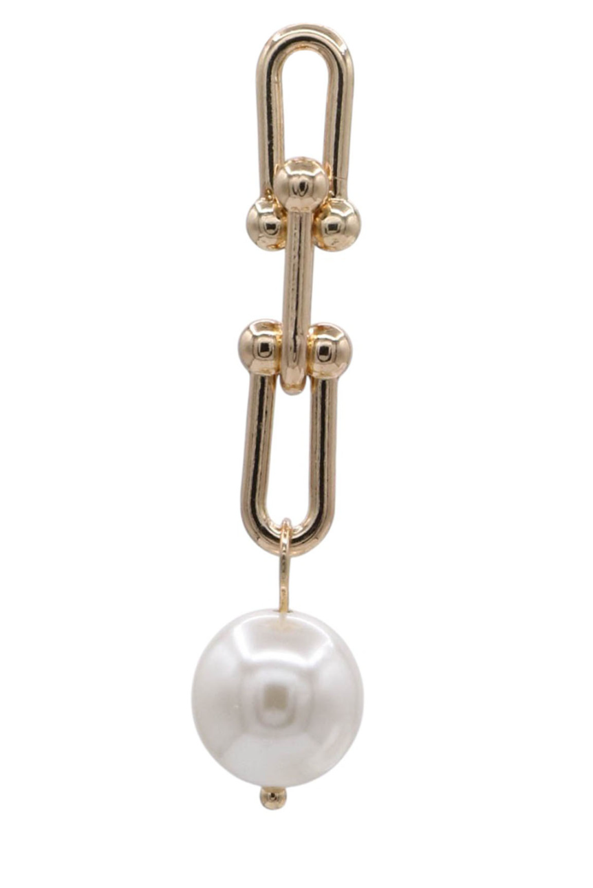 Pearl Charm U-link Drop Earrings