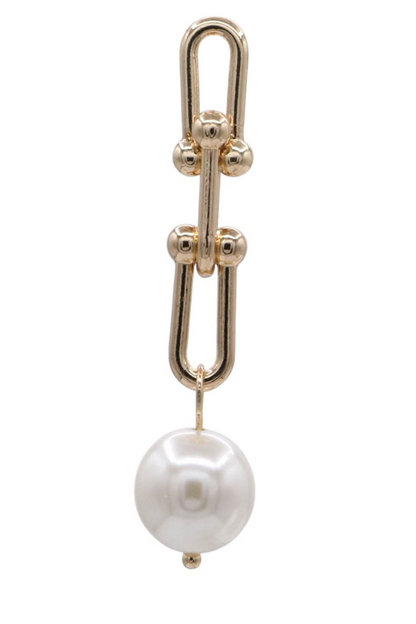 Pearl Charm U-link Drop Earrings