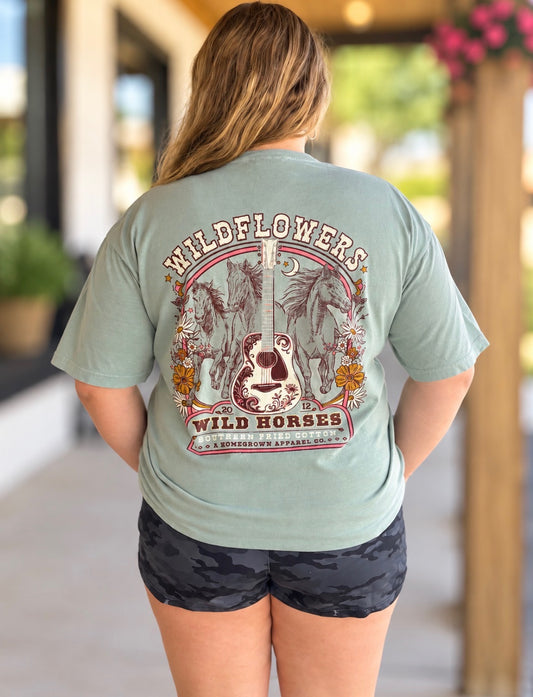 Southern Fried Cotton Women's Wildflowers & Wild Horses S/S TEE Shirt