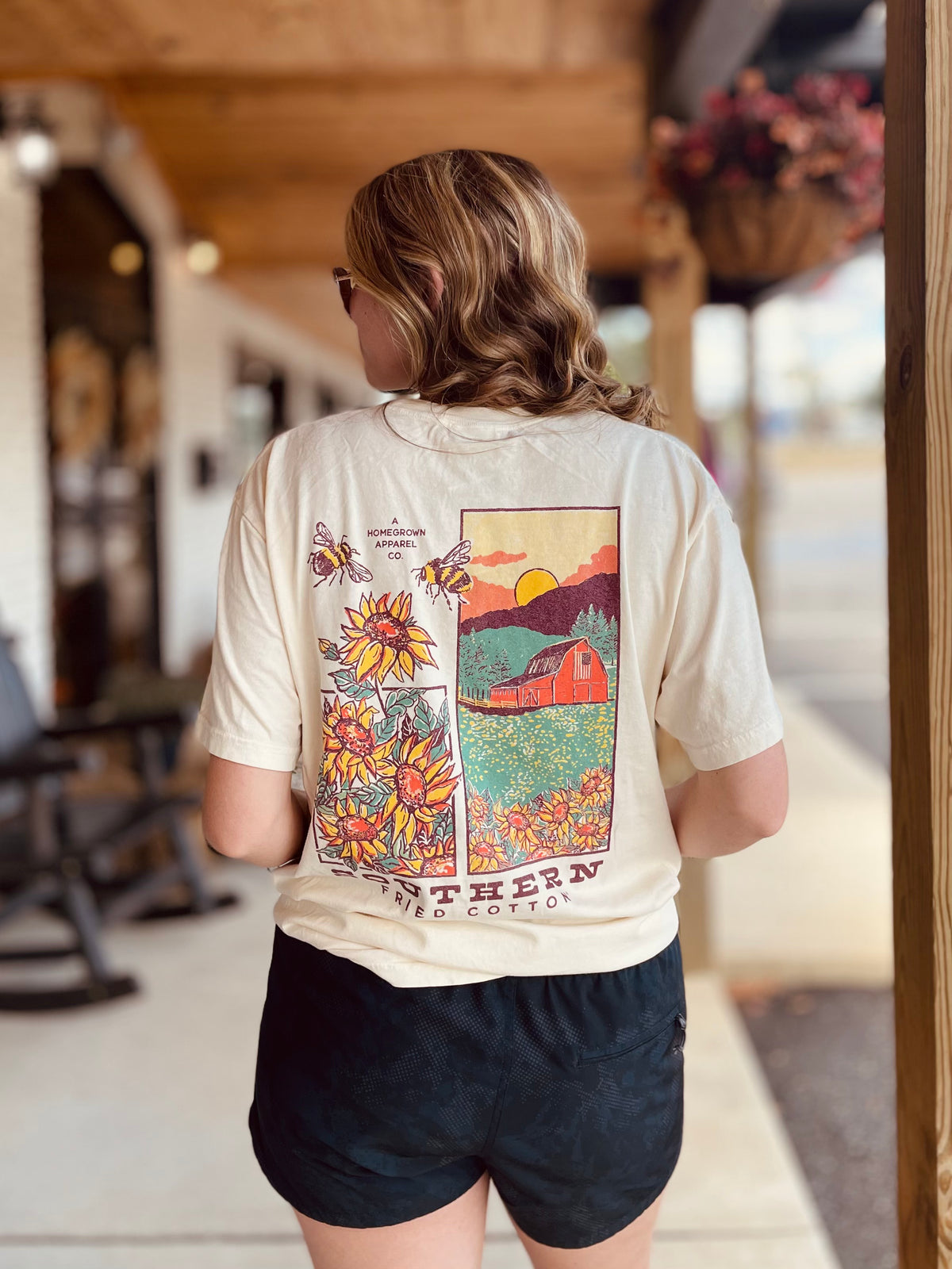 Southern Fried Cotton Women's Sunflower Fields Forever S/S TEE Shirt