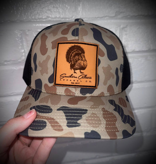 Southern Culture Turkey Strut Leather Patch Snapback Hat