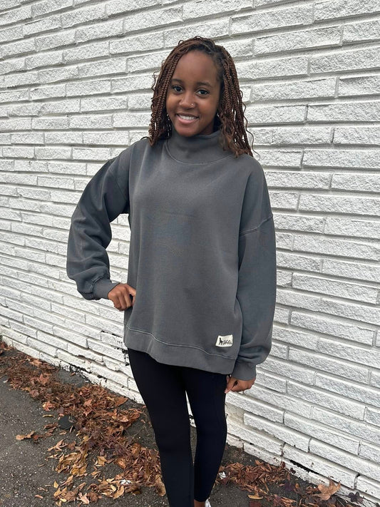 Southern Fried Cotton Women's All Day Chill Oversize Mock Neck Fleece