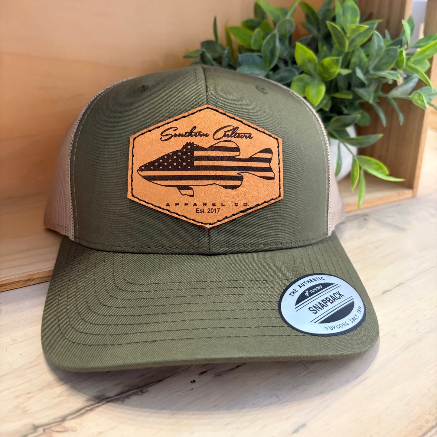 Southern Culture American Bass Light Leather Patch Snapback Hat