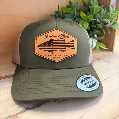 Southern Culture American Bass Light Leather Patch Snapback Hat
