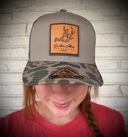 Southern Culture Antler Leather Patch Snapback Hat