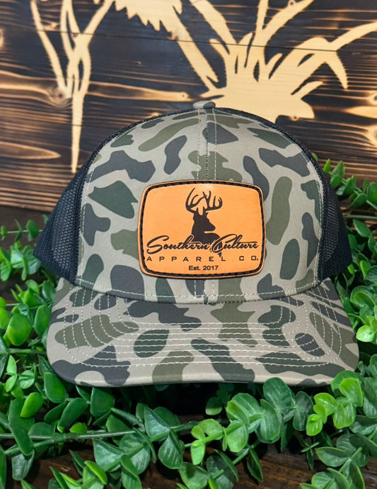 Southern Culture Buck Leather Patch Snapback Hat