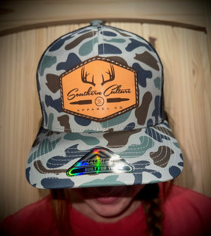 Southern Culture Bullet & Antlers Light Leather Patch Snapback Hat