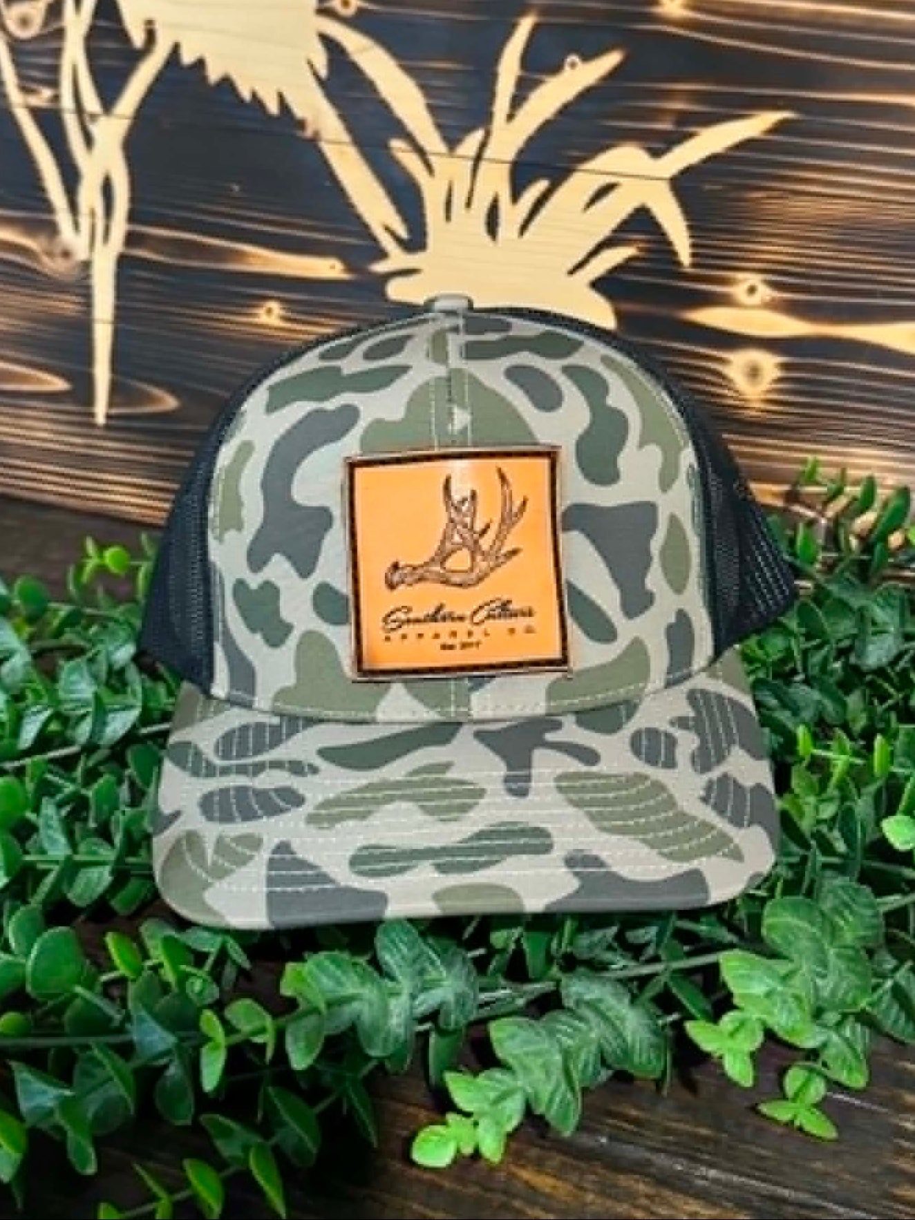 Southern Culture Antler Leather Patch Snapback Hat