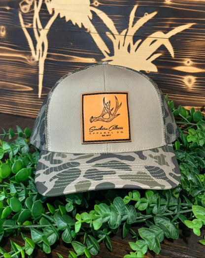 Southern Culture Antler Leather Patch Snapback Hat