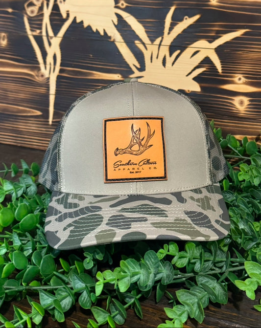 Southern Culture Antler Leather Patch Snapback Hat