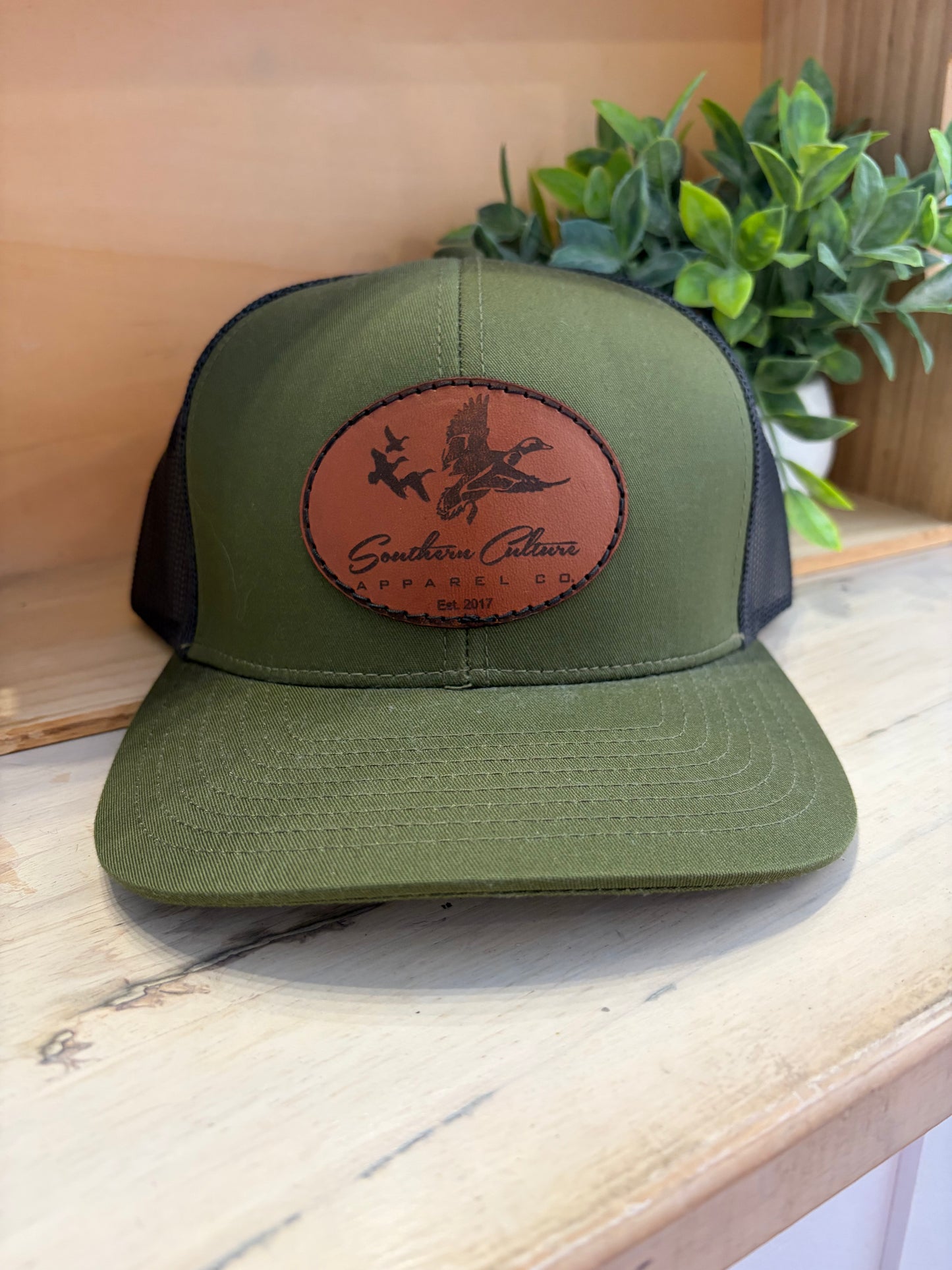 Southern Culture Ducks Migrating Dark Circle Leather Patch Snapback Hat