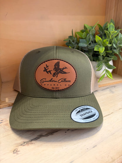 Southern Culture Ducks Migrating Dark Circle Leather Patch Snapback Hat