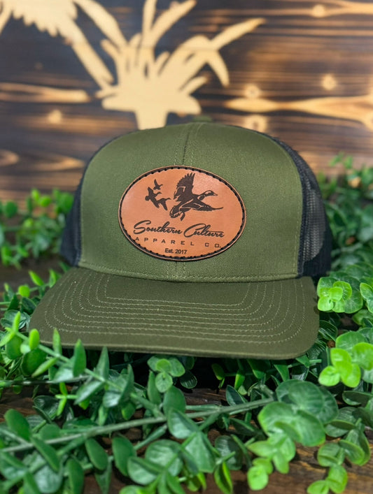 Southern Culture Ducks Migrating Dark Circle Leather Patch Snapback Hat