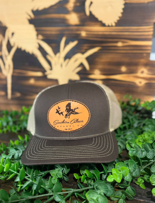 Southern Culture Ducks Migrating Light Circle Leather Patch Snapback Hat