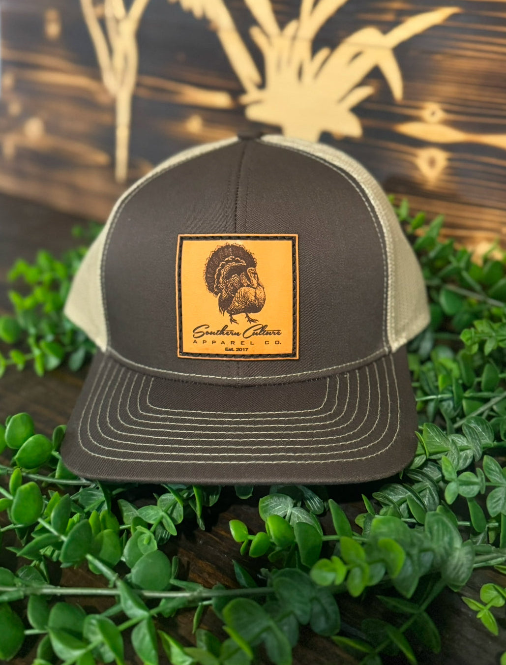 Southern Culture Turkey Strut Leather Patch Snapback Hat