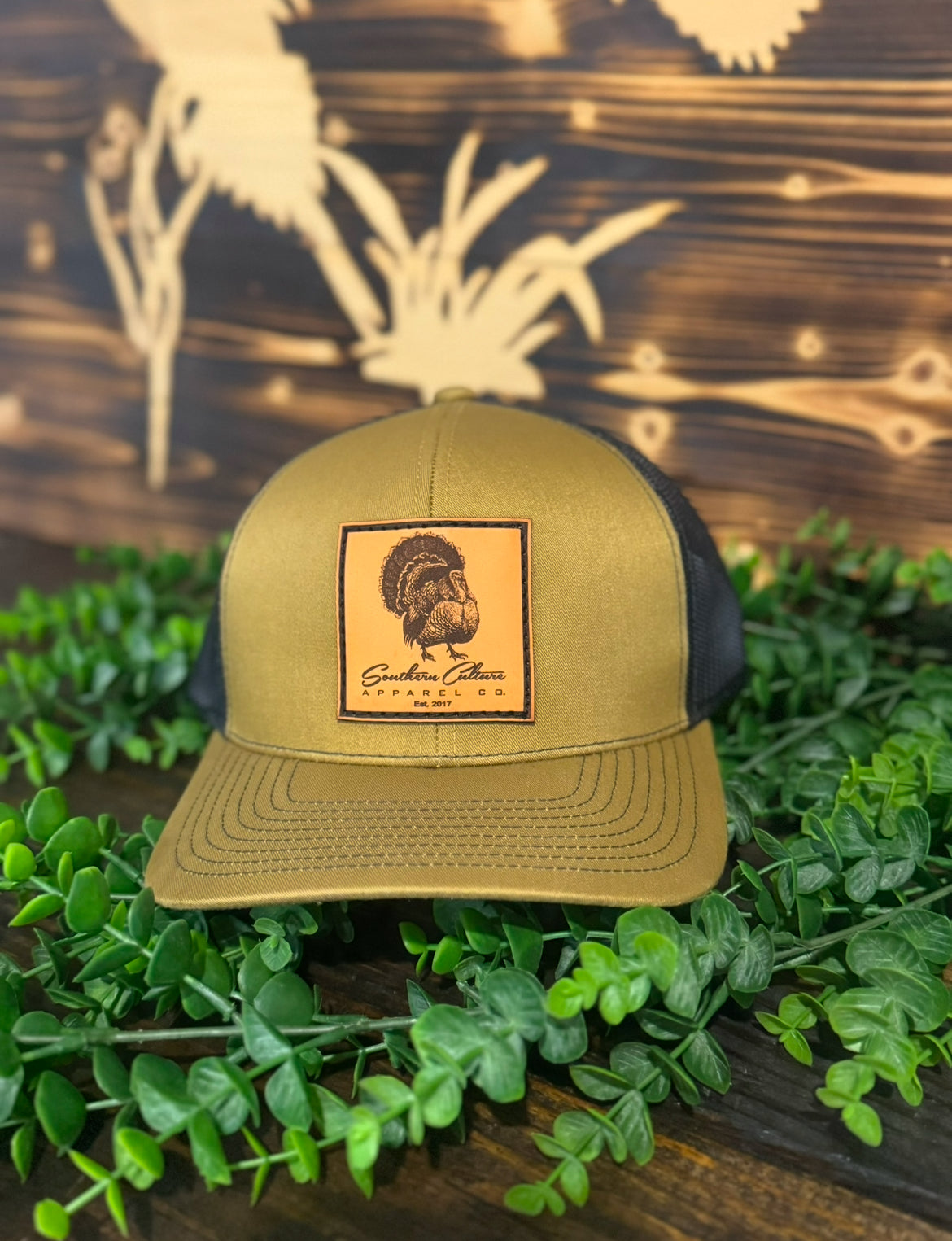 Southern Culture Turkey Strut Leather Patch Snapback Hat