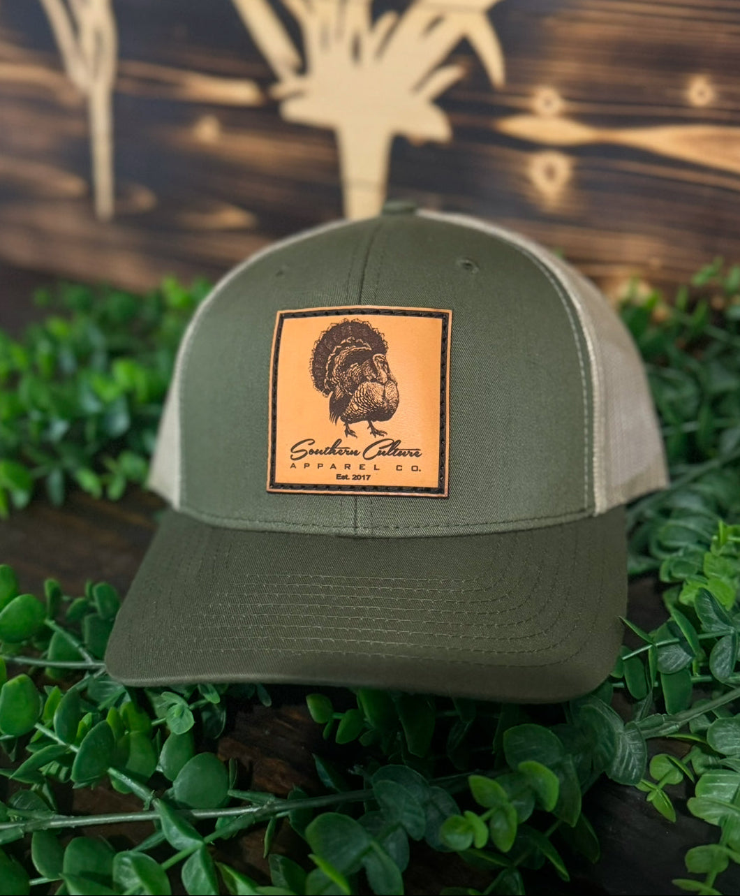 Southern Culture Turkey Strut Leather Patch Snapback Hat