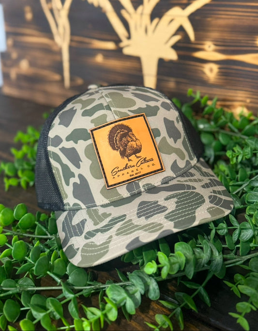 Southern Culture Turkey Strut Leather Patch Snapback Hat