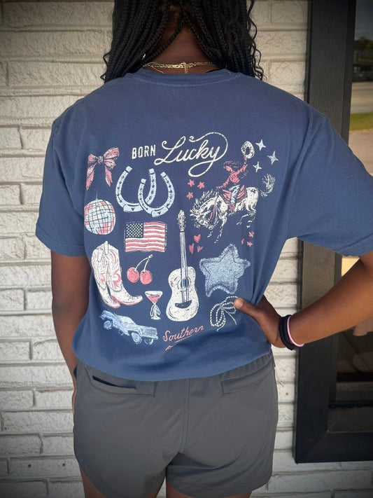 Southern Fried Cotton Women's Born Lucky S/S TEE Shirt