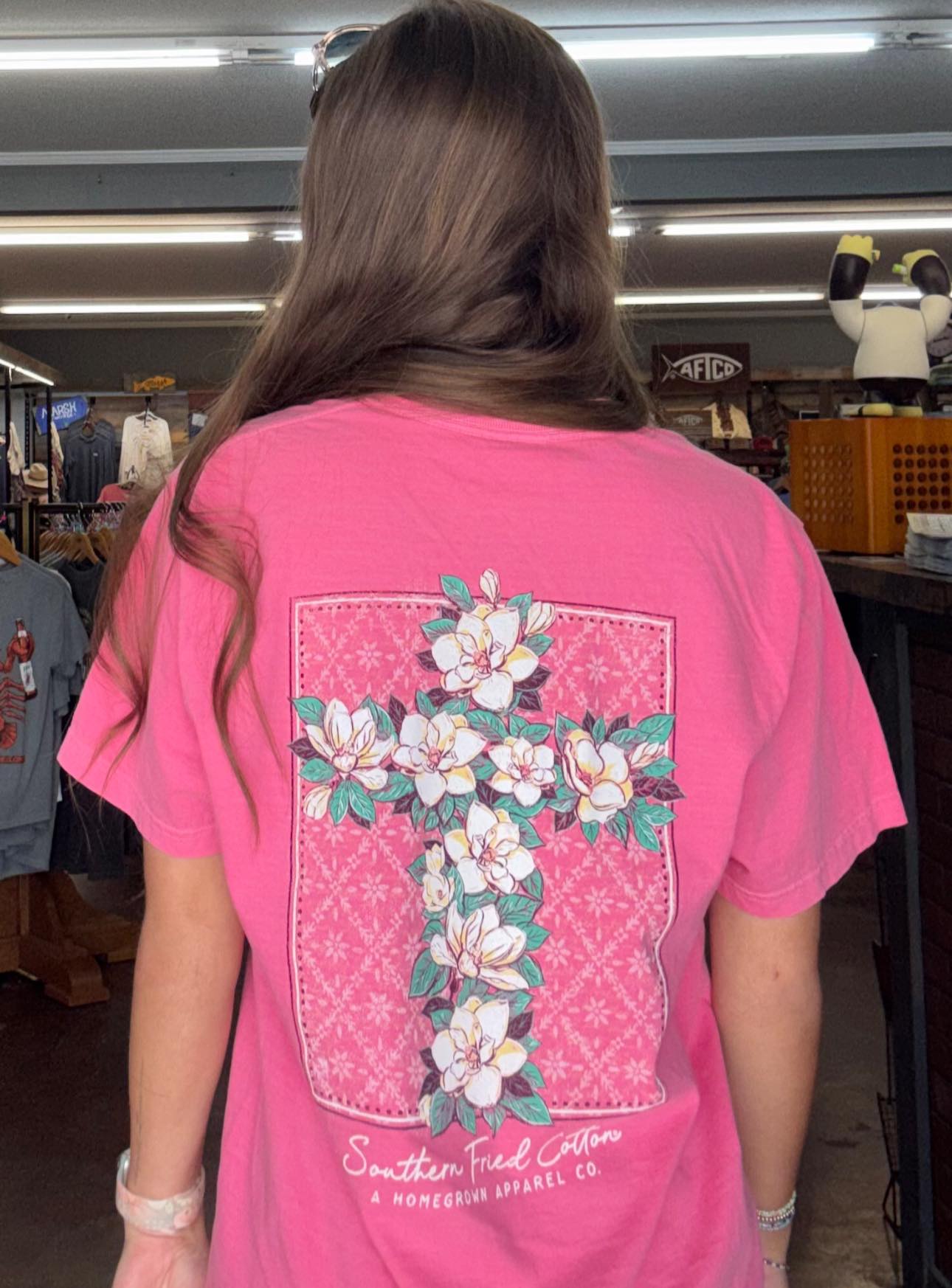 Southern Fried Cotton Women's Magnolia Cross S/S TEE Shirt