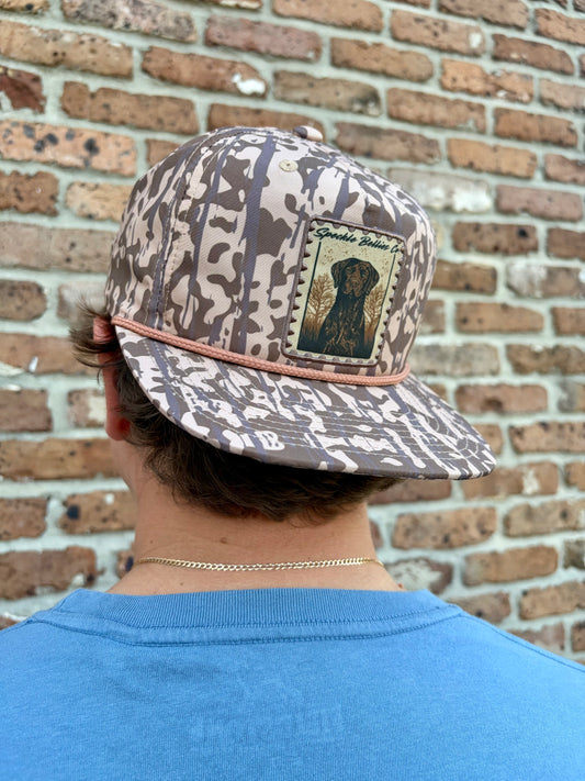 Speckle Bellies Brown Lab Patch Rope Snapback Hat