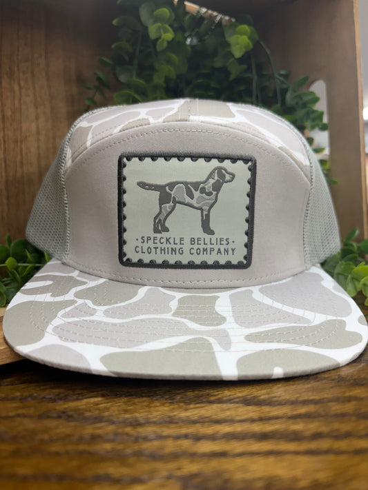 Speckle Bellies Camo Dog 7 Panel Snapback Hat