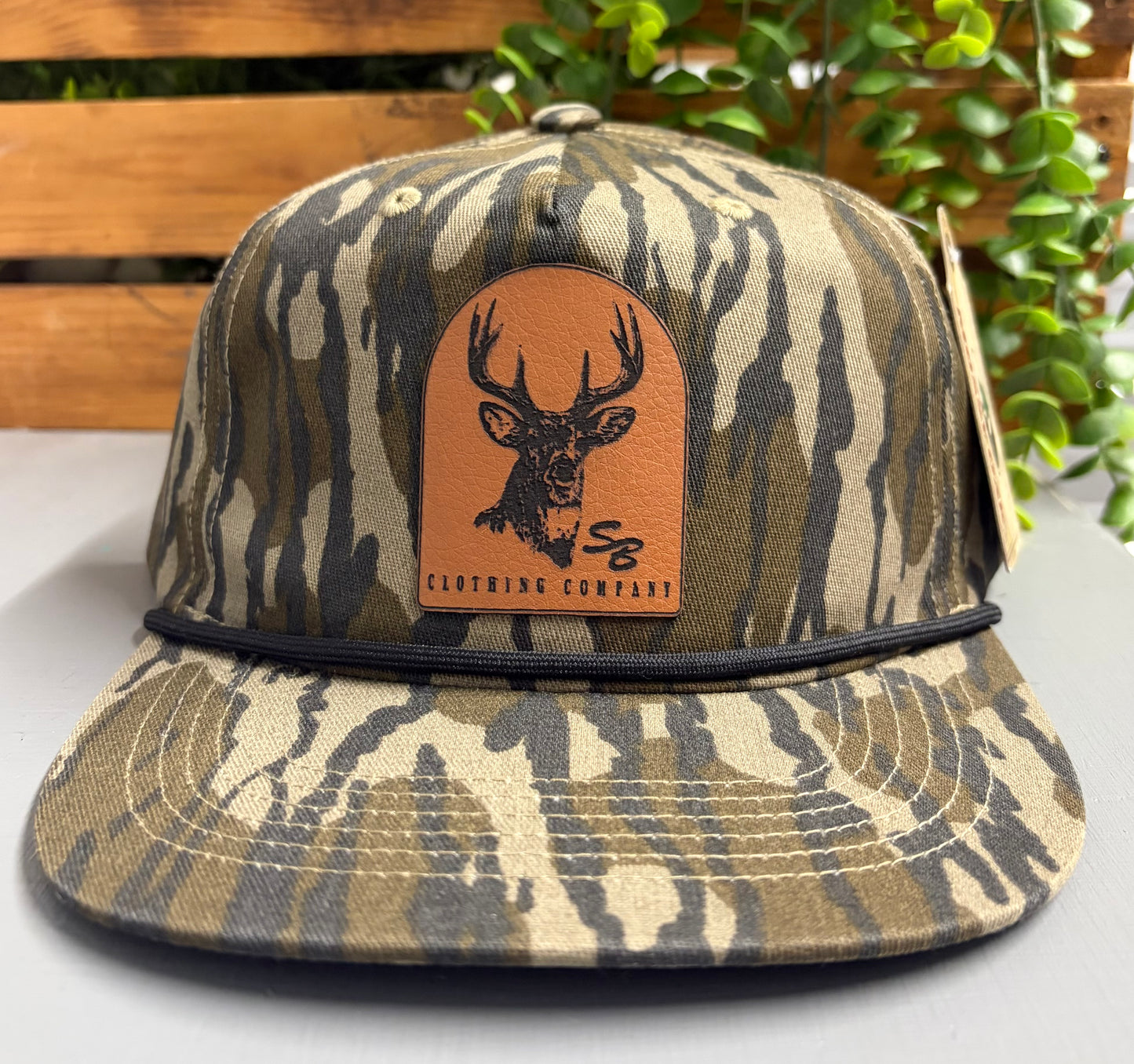 Speckle Bellies Buck AS Leather Patch Rope Snapback Hat