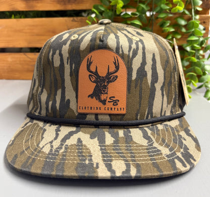 Speckle Bellies Buck AS Leather Patch Rope Snapback Hat