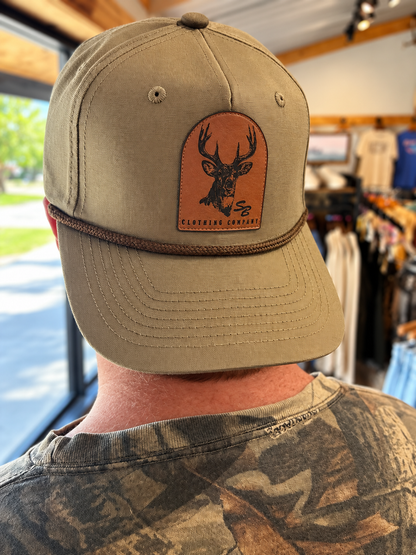 Speckle Bellies Buck AS Leather Patch Rope Snapback Hat