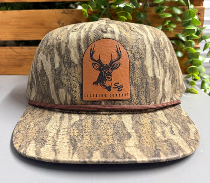 Speckle Bellies Buck AS Leather Patch Rope Snapback Hat